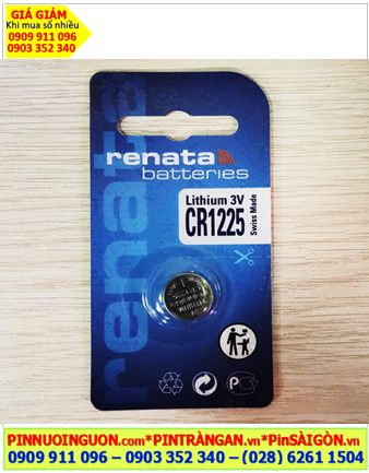 CMOS CR1225, Pin 3v Lithium Renata CR1225 _Made in Swiss (Loại vỉ 1viên)